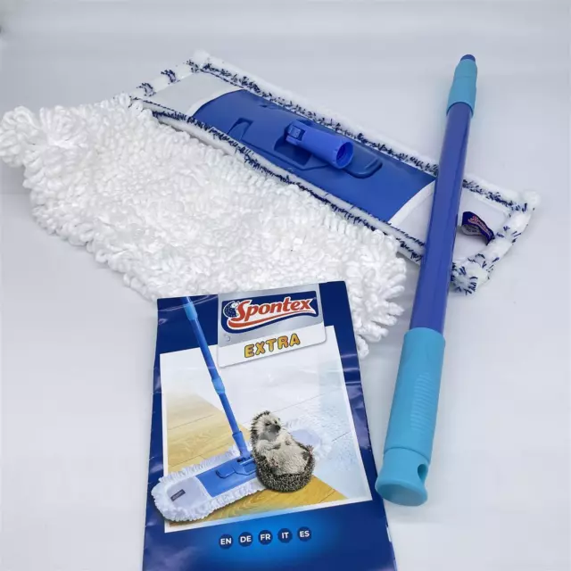 SPONTEX - Extra Flat Mop - Flacher Besen zum Reinigen und Staubwischen - XL-Kopf