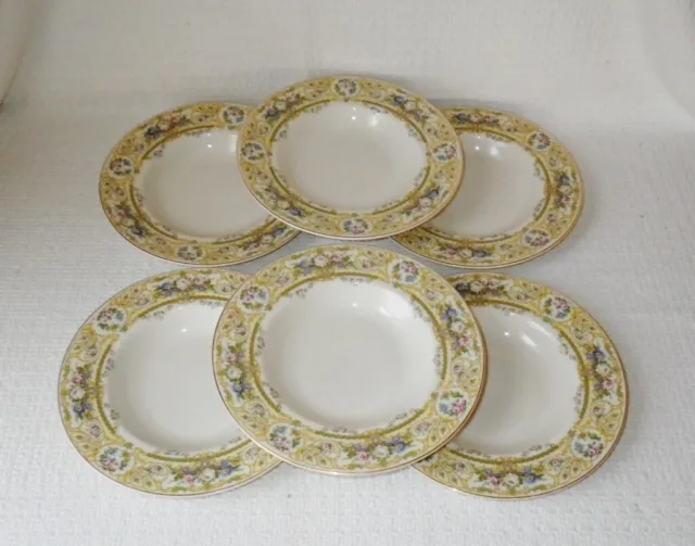 Syracuse China ROSE MARIE Old Ivory Rimmed Soup Bowls Made in USA ~ Set of 6