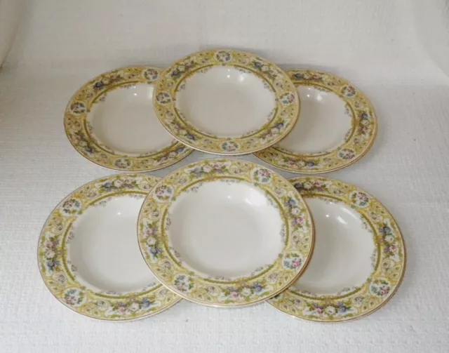Syracuse China ROSE MARIE Old Ivory Rimmed Soup Bowls Made in USA ~ Set of 6
