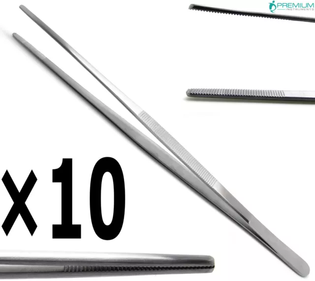 10× Dressing Tweezer 12" Tissue Thumb Forcep 3.5cm Serrated Tip Surgical Tools