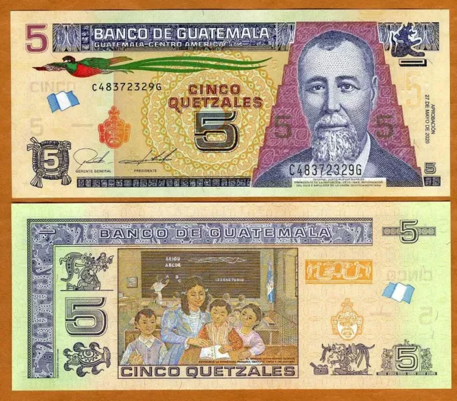 Guatemala, 5 Quetzales, 2020, P-New, UNC