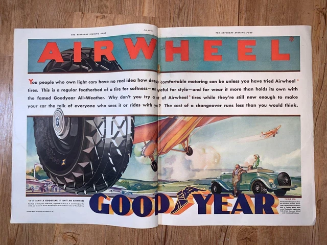 Magazine Ad* - 1932 - Goodyear "Airwheel"  Tires - (two-pages)