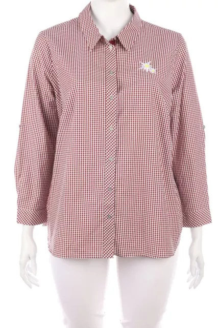 Camicia tradizionale senza etichetta a quadretti D 50 rosso bordeaux bianca