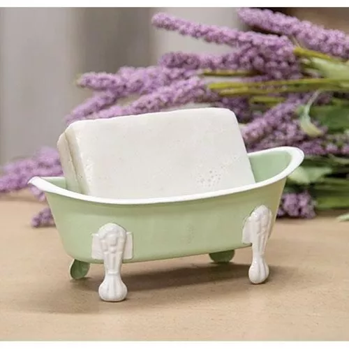 New Cottage Farmhouse LIGHT GREEN CLAWFOOT VINTAGE BATH TUB SOAP DISH Holder