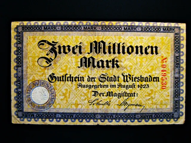 Wiesbaden  2 Millionen Mark   1923