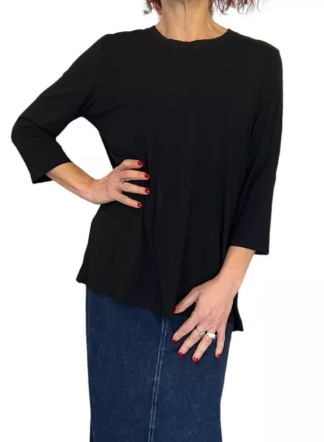 Hard Tail Forever Womens 3/4 Sleeve Black  Sir-47 Micro Modal Tee T-Shirt Top L