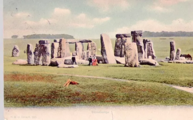 STONEHENGE, on SALISBURY PLAIN, Wiltshire.  A Coloured card, as Posted in 1910.