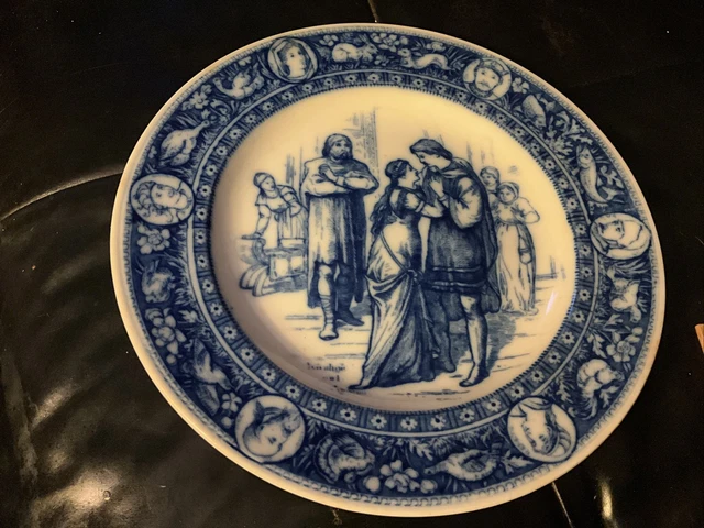 Antique Wedgwood Ivanhoe And Rowena Flow Blue Plate 10.5” Diameter