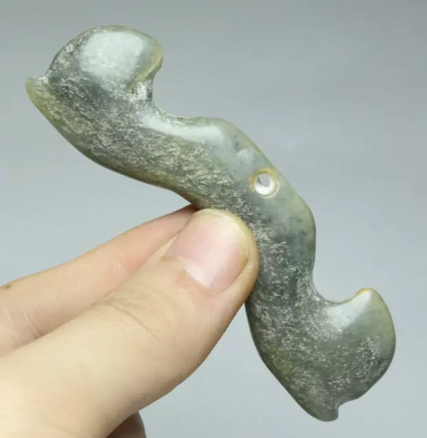 8CM China Hongshan Culture Old Jade Carve Wishful Ruyi Ru Yi Amulet Pendant