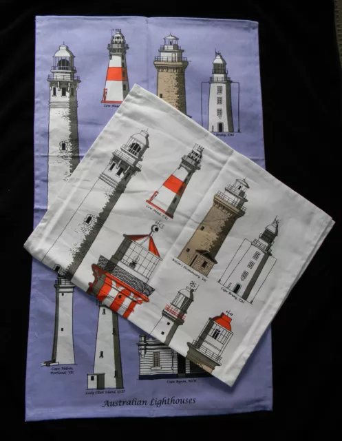 Australia Lighthouse Tea Towel 100% Cotton Blue or White Kitchen Souvenir