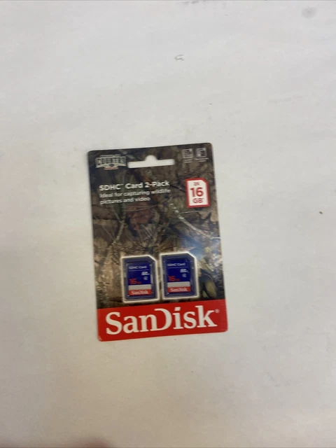 Paquete de 2 tarjetas Sandisk SDHC ruptura país roble musgoso 16 GB nueva para cámaras de trail