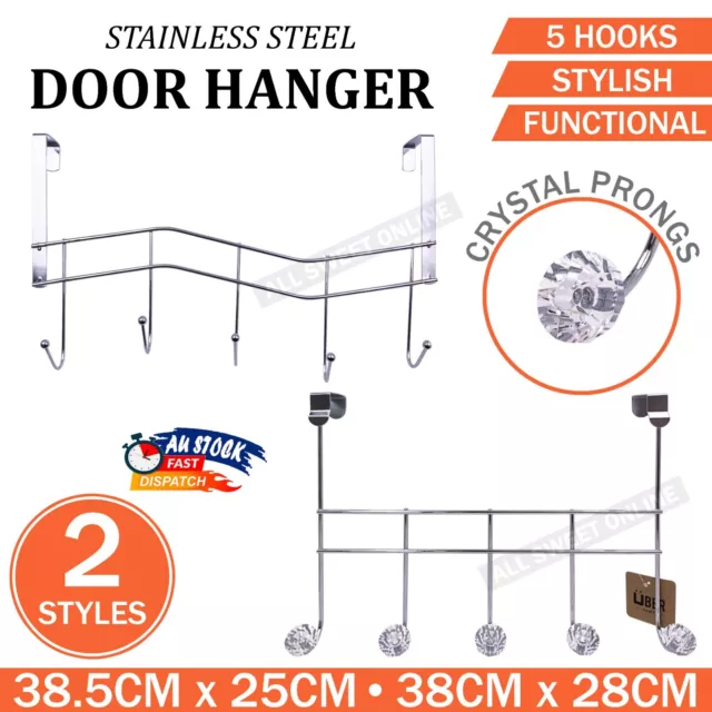 Over The Door Hooks 5 Hooks Home Bathroom Hat Towel Hanger Holder Storage Rack