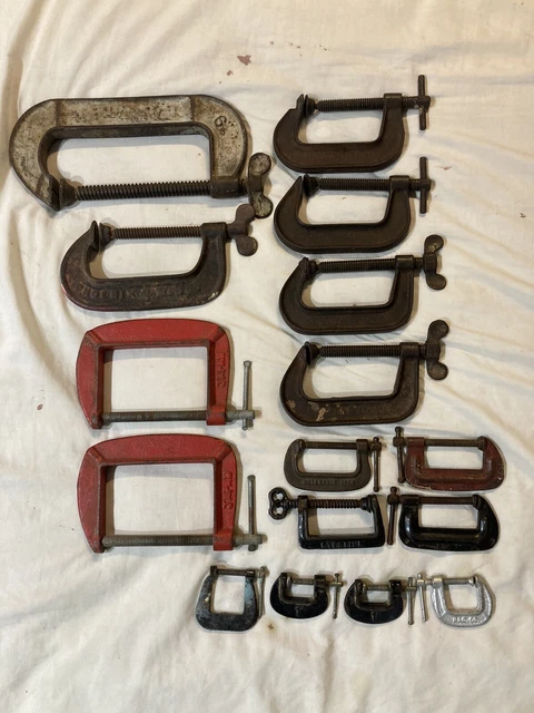Lot of 16 Vintag Clamps Adjustable Jorgansn Phoenix  Cincinnati Sterling Judd BG