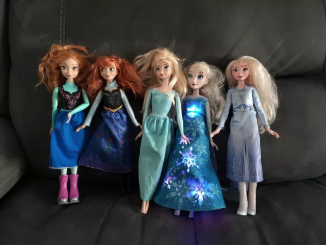 Disney Frozen Anna And Elsa Dolls From Frozen And Frozen 2 Bundle  Light Up Elsa