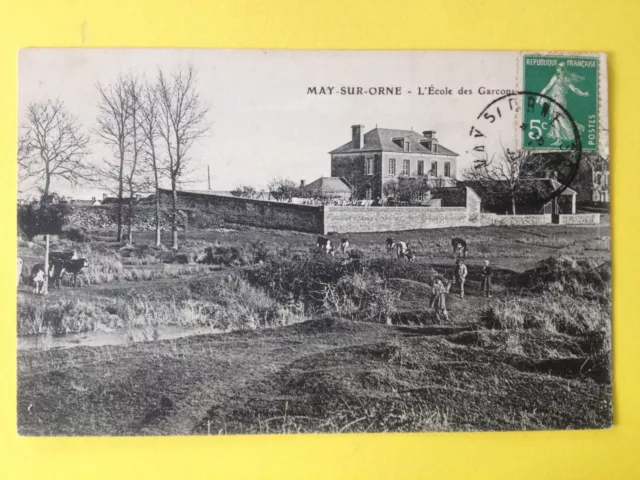 cpa Normandy MAY sur ORNE Calvados L'ÉCOLE des BOYS