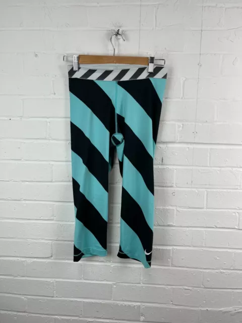 Nike Pro Dri-Fit Damen mehrgestreifte knielange Leggings Größe M #RS