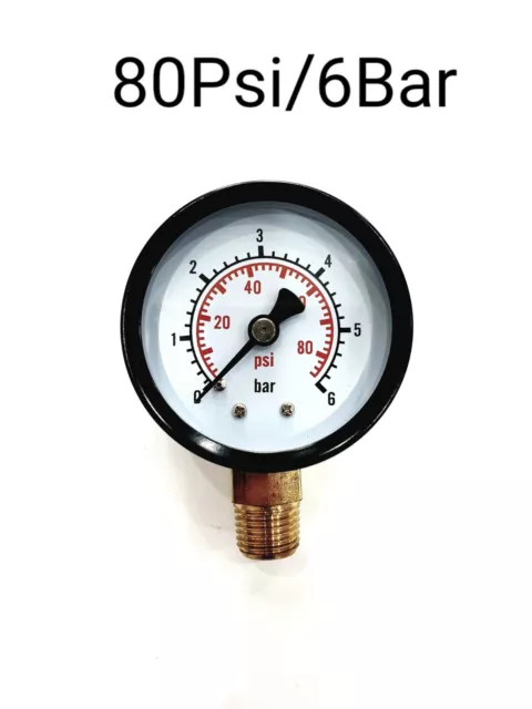 Air/Water Pressure Gauge Down Side/Bottom 80PSI/140PSI/230PSI/350PSI 50mm