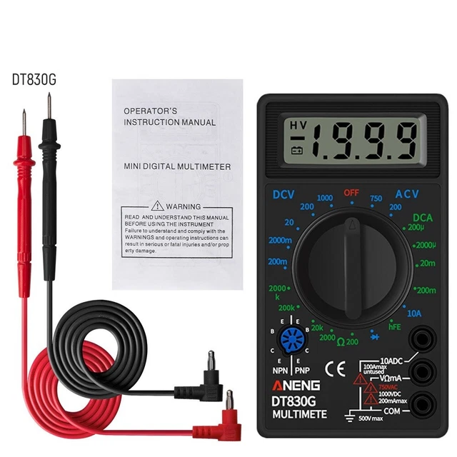 Multimetro LCD DT830B Metro Multimetro Ohmmetro 200 Ohm-2000K Ohm Area