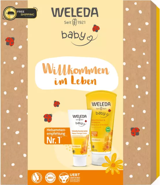 WELEDA Bio Baby Geschenk Set - Babypflege Naturkosmetik Geschenkbox Mit Calendul