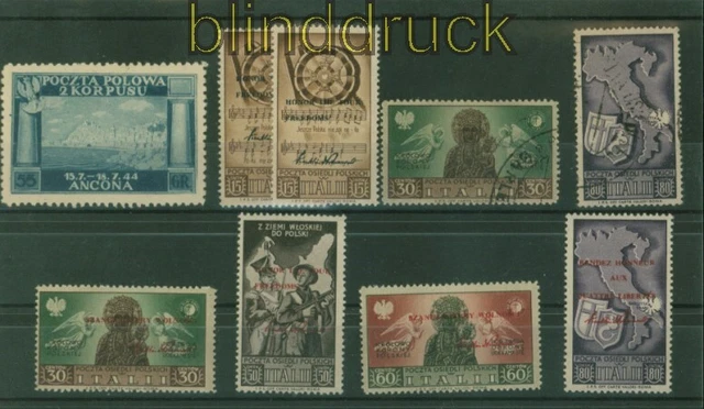 Polen polnische 2. Korps in Italien 8 Marken postfrisch / gestempelt (48800)