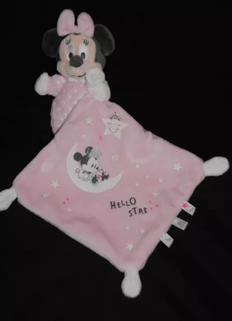 Doudou Minnie rose blanc mouchoir DISNEY BABY NICOTOY Hello Star  peluche TTBE