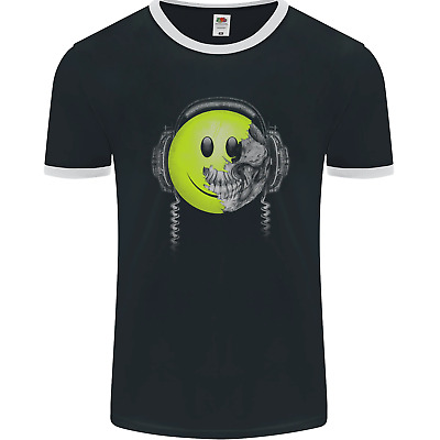 DJ Skull Dance Music DJing Skull Headphones Mens Ringer T-Shirt FotL