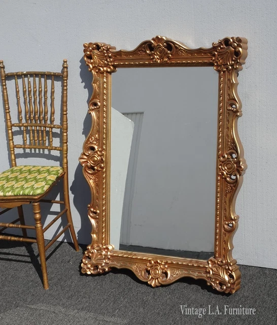 VINTAGE FRENCH PROVINCIAL Gold Ornate Wall Mantle Mirror Syroco Style