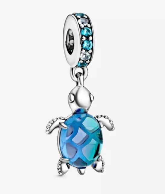 Brand New Genuine Pandora Silver 925 ALE Blue Turtle Dangle Charm