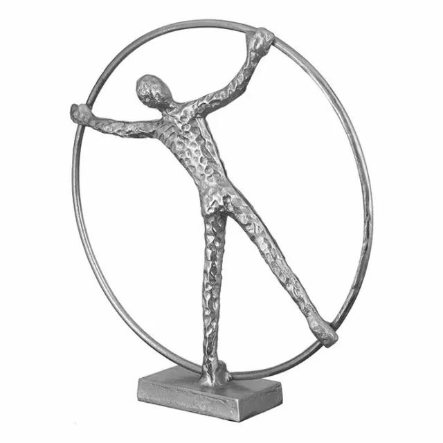 Gilde Skulptur "Gym Wheel" silber 41 cm Alu Dekofigur Figur Mensch 56101 2