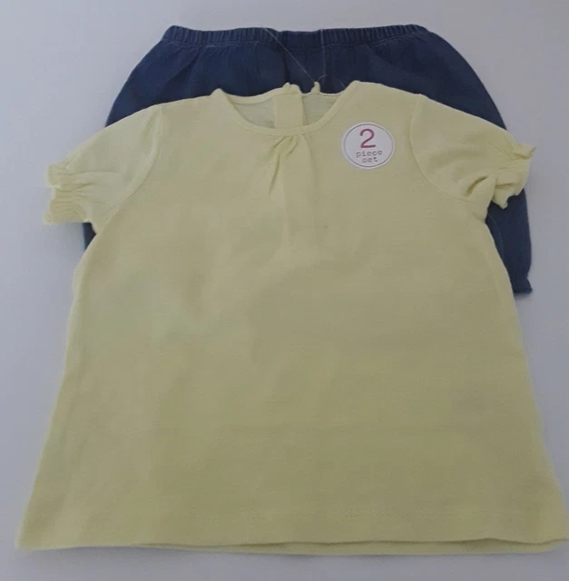 Top da 2 pezzi blu corto e giallo neonato 6-9 mesi nuovo con etichette