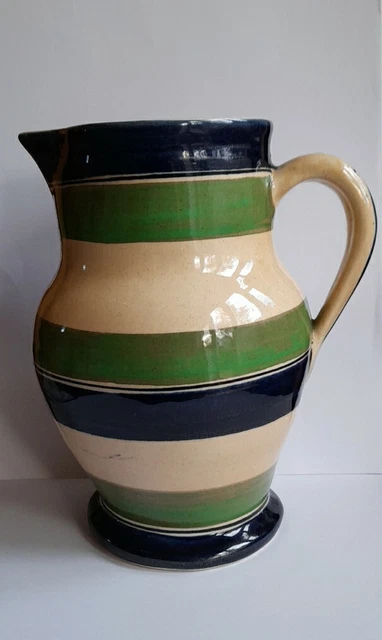 ASHTEAD POTTERS Art Deco era Blue Green Cream Hand-Painted BRITTANY Jug C. 1934