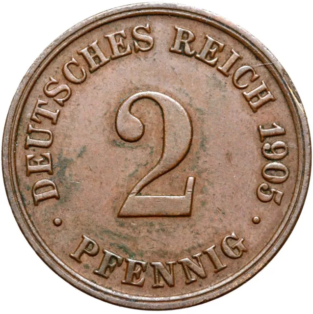 Deutsches Reich - Kaiserreich - J. 11 - Münze - 2 Pfennig 1905 D - ERHALTUNG !