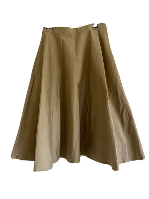 Uniqlo Flared Midi Skirt Size Medium Small Sand Beige Pockets