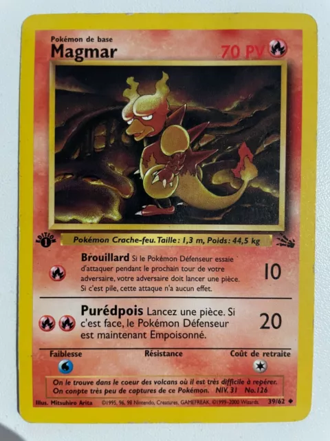Pokemon Card | Magmar 39/62 ♦ | Edition 1 | Fossil | Wizards 1999-2000 | FR