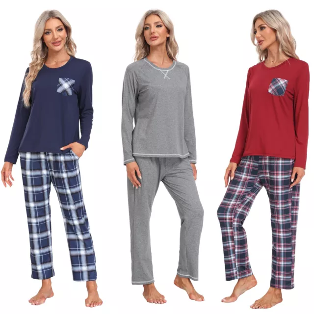 Women's Pajamas Pjs Sets 2 Piece Long Sleeve Top Lounge Pants Soft Sleepwear