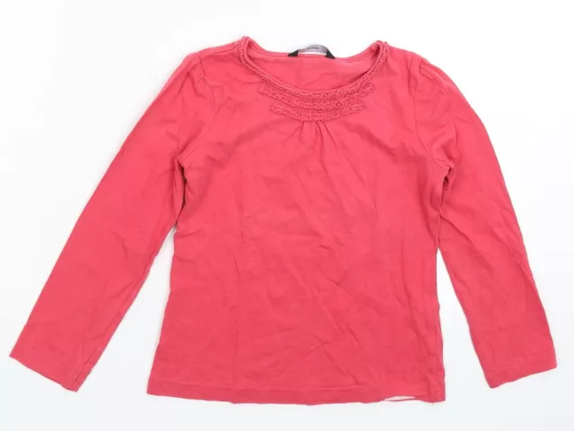 George Girls Pink Cotton Basic T-Shirt Size 5-6 Years Crew Neck Pullover