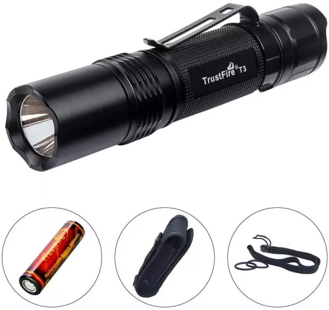 T3 Tactical LED Flash|light 1000 Lumens Small Straight 18650 Flashlight Super