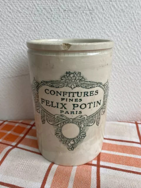 Ancien pot à confiture Félix Potin Paris en grès vernissé Lunéville ? Deco Rétro