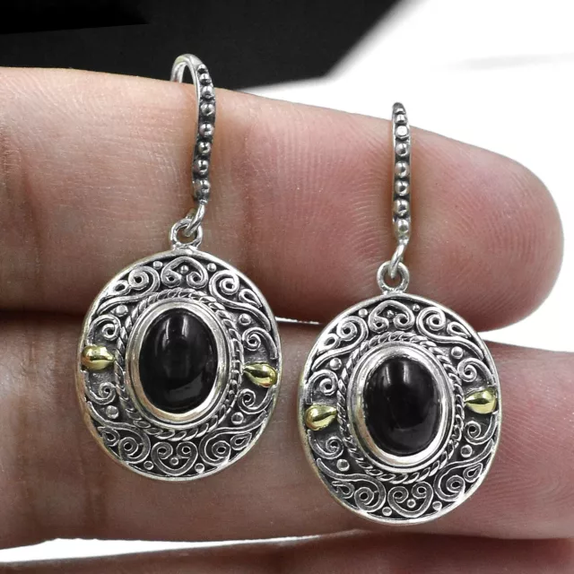 Black Onyx Gemstone Earring Handmade 925 Sterling Silver Fashion Jewelry