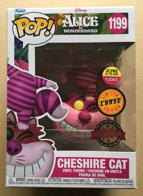 ~ Funko ~ 1199 Cheshire Cat Chase Glow Flocked Pop! Vinyl ~ Disney ~ Alice ~