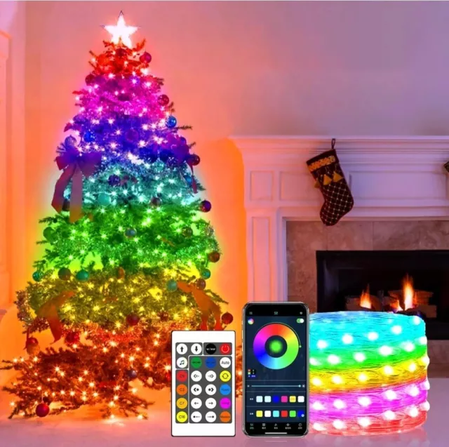 STRISCIA LED RGB BLUETOOTH LUCI SMART ALBERO DI NATALE APP TELECOMANDO 10Mt XMAS