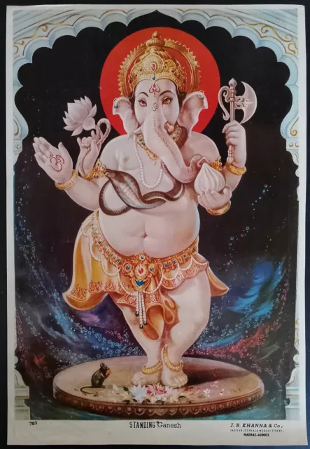 AOP India vintage poster Standing Ganesh by J.B. KHANNA & Co. 9 9x14 inches