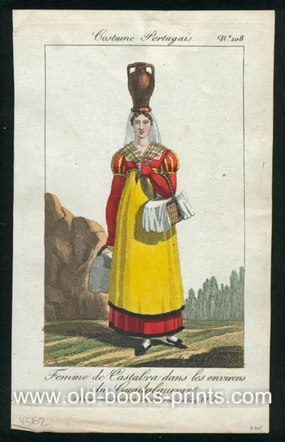 PORTUGAL - Frauentracht aus Castabra kolorierter Kupferstich um 1800 . Original!