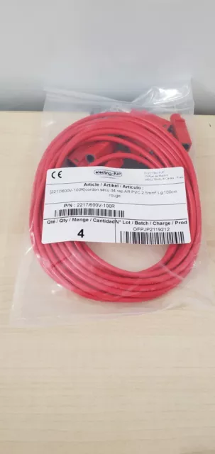 4 Stück (1st/8,52€) ELECTRO PJP 100cm Bananenstecker Messleitung 2217/600V-100R