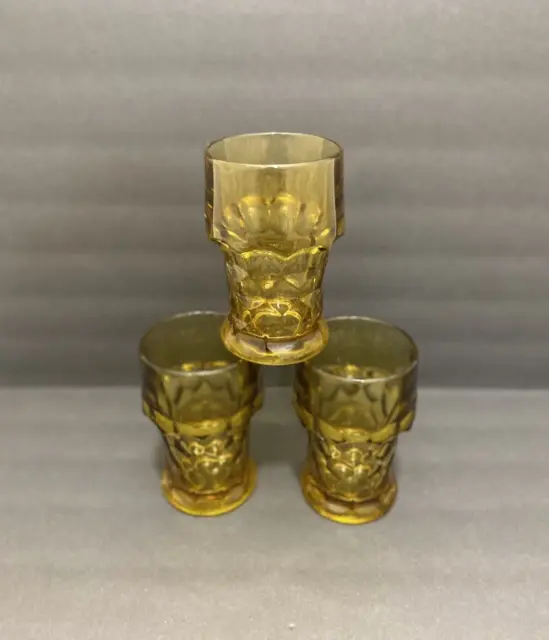 Vintage Mid Century Anchor Hocking Georgian Honeycomb Amber Glass Tumblers 5½"