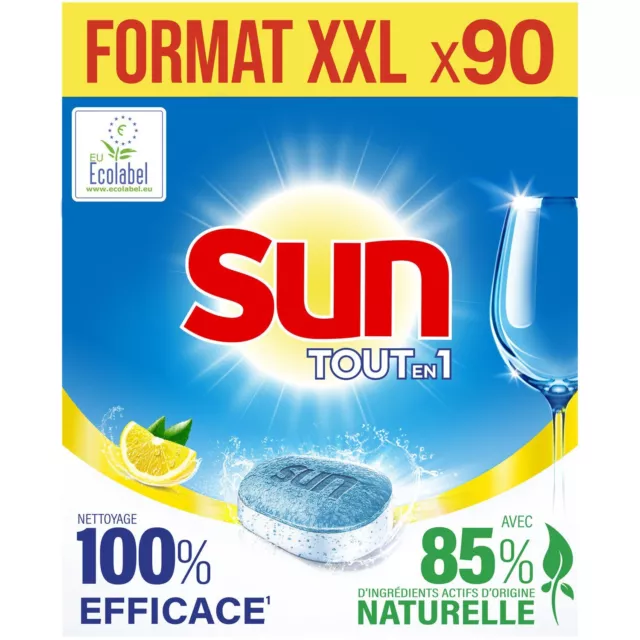 Sun Tablettes Lave vaisselle Tout en un Citron Ecolabel, 24 Tablettes