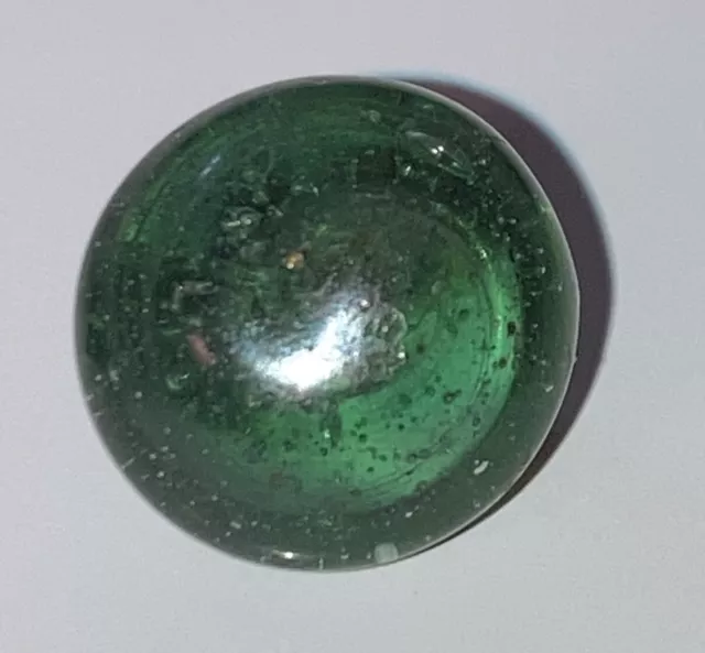 Antique Clear Green Glass Button Domed Metal Shank 1/2"