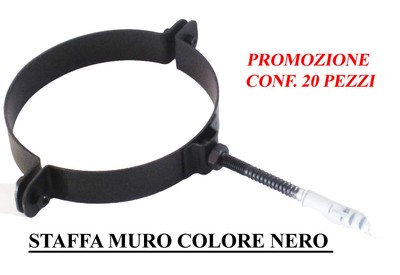 STAFFA A MURO COLLARE PER TUBO FUMI CANNA FUMARIA DN 80 STUFA PELLET REGGITUBO 