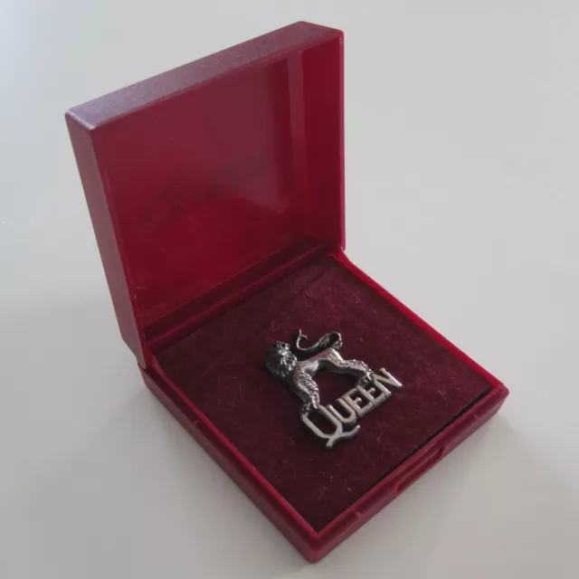 Queen Official Genuine Sterling Silver Lion Brooch Pin Badge + Red Box