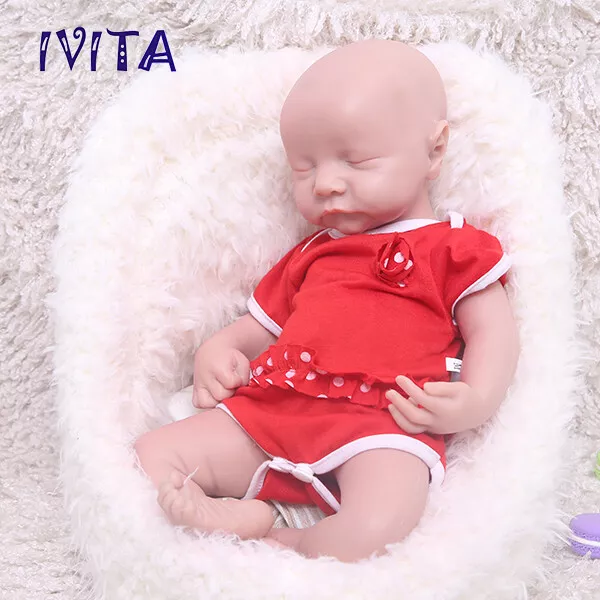 17'' Eyes Closed Sleeping Silicone Newborn Baby Girl Adorable Doll Infant 2